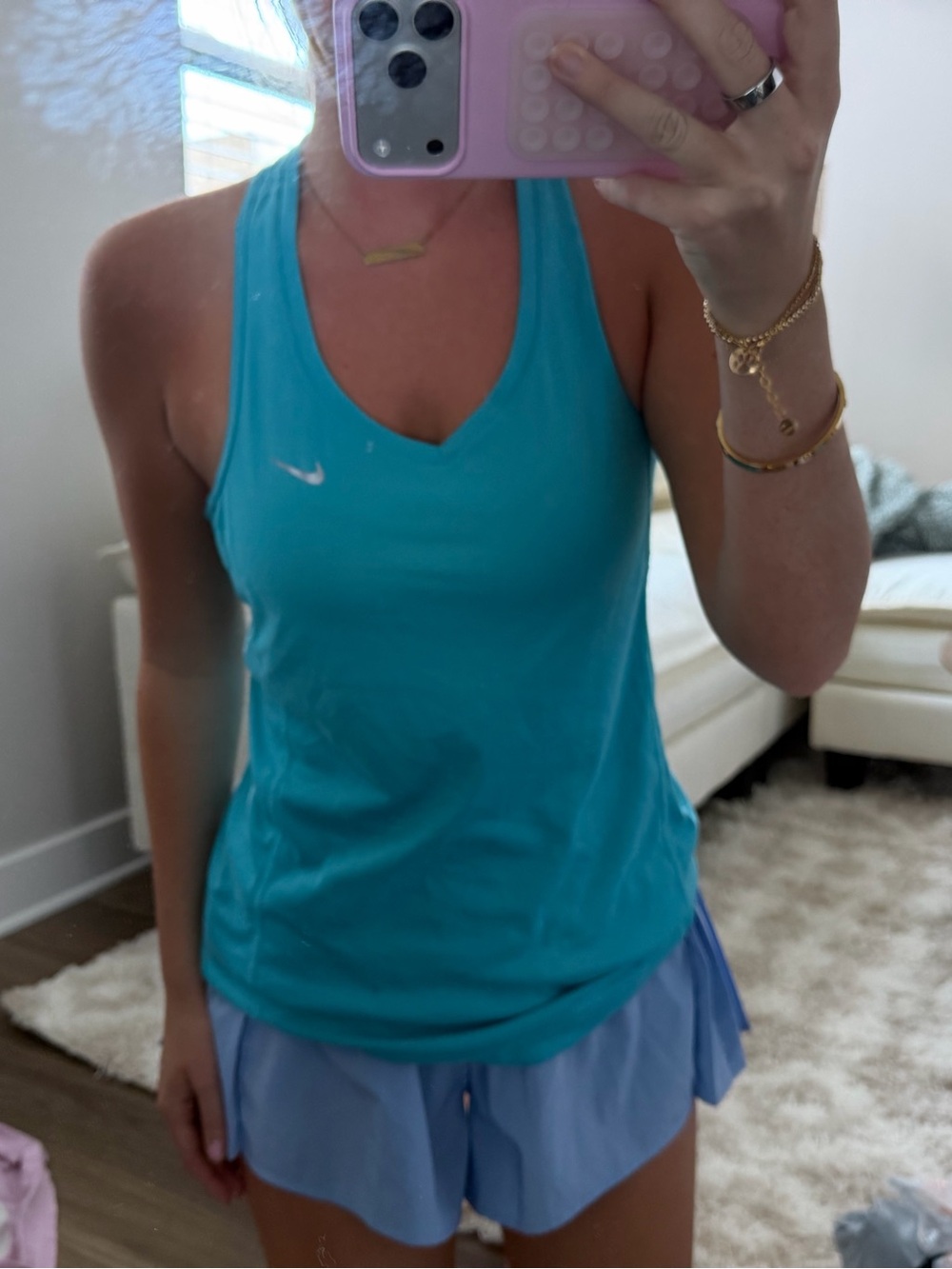 Nike Women’s V-Neck Athletic Tank Top in Bright Teal